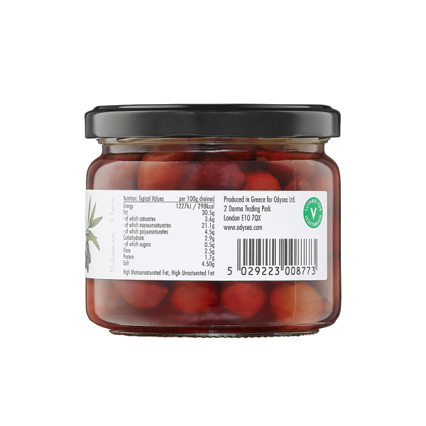 Odysea Organic Kalamata olives small jar right