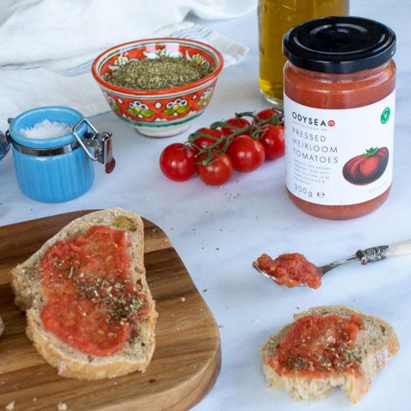 Heirloom tomatoes on bread
