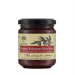 rovies organic kalamon olive paste jar front