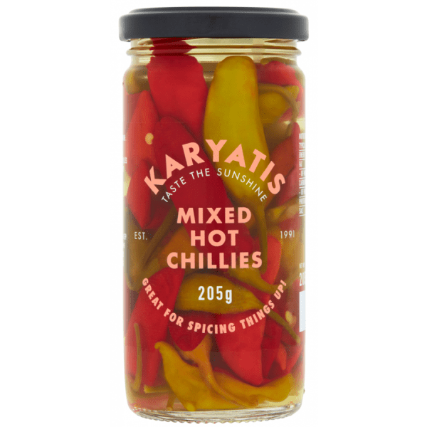 karyatis mixed hot chillies jar front