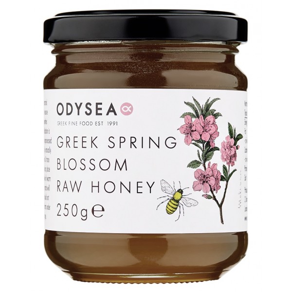 greek spring blossom raw honey jar front