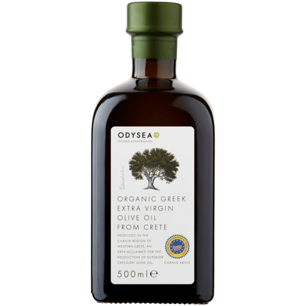 organic greek extra virgin olive oil from crete bottle front