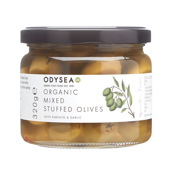 Odysea Organic Mixed Stuffed Olives in brine (320g)