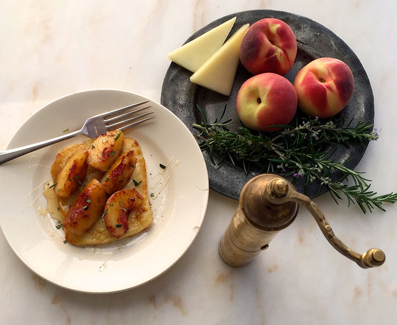 saganaki and peaches recipe picture