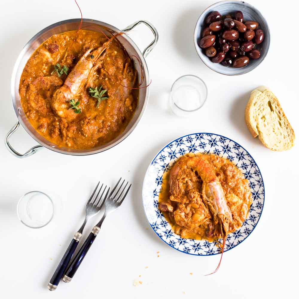 prawn saganaki crumbled feta recipe picture