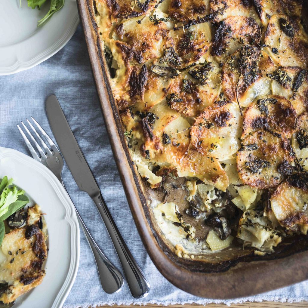 Mushroom potato and celeriac dauphinoise recipe picture