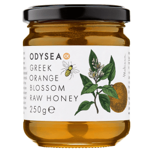 greek orange blossom raw honey jar front
