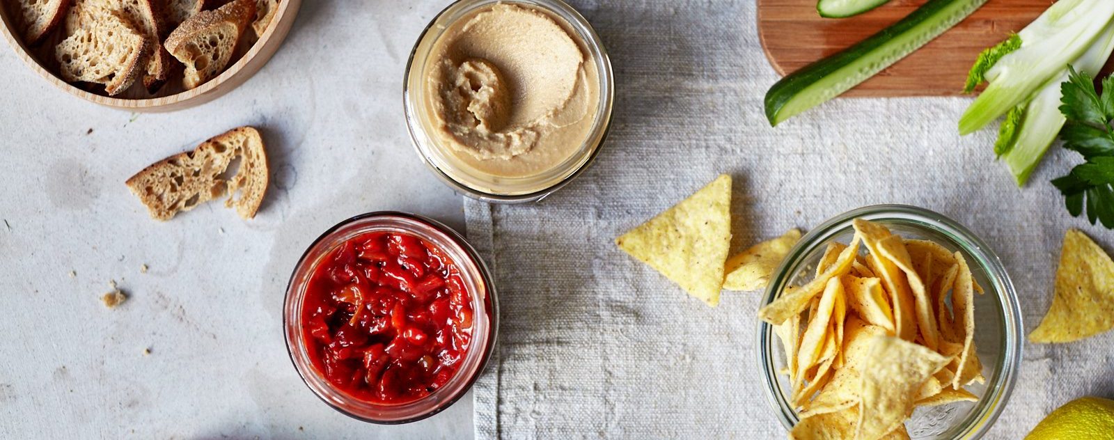 houmous and roasted sweet red pepper meze lifestyle picture