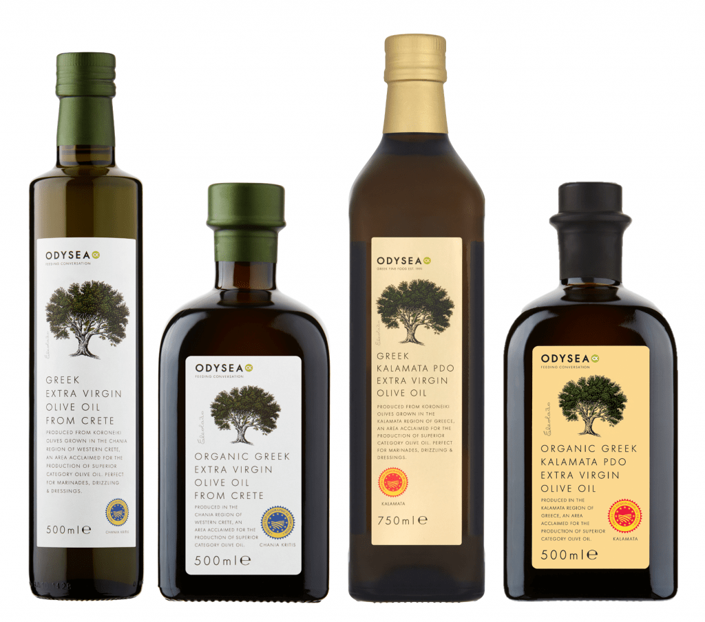odysea olive oil white and gold labels