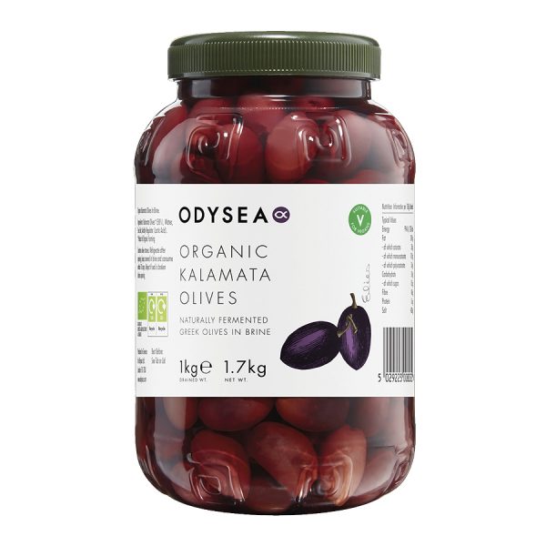 organic kalamata olives 1kg box front