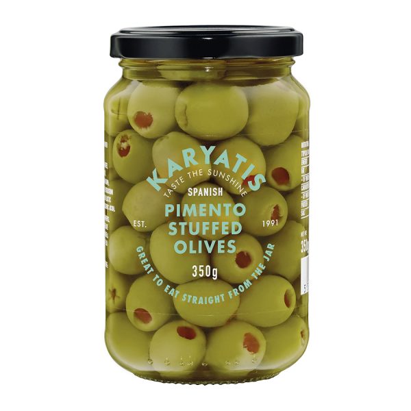 karyatis pimento stuffed olives jar front
