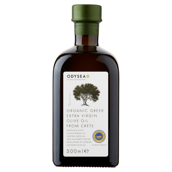 organic greek extra virgin olive oil from crete bottle front