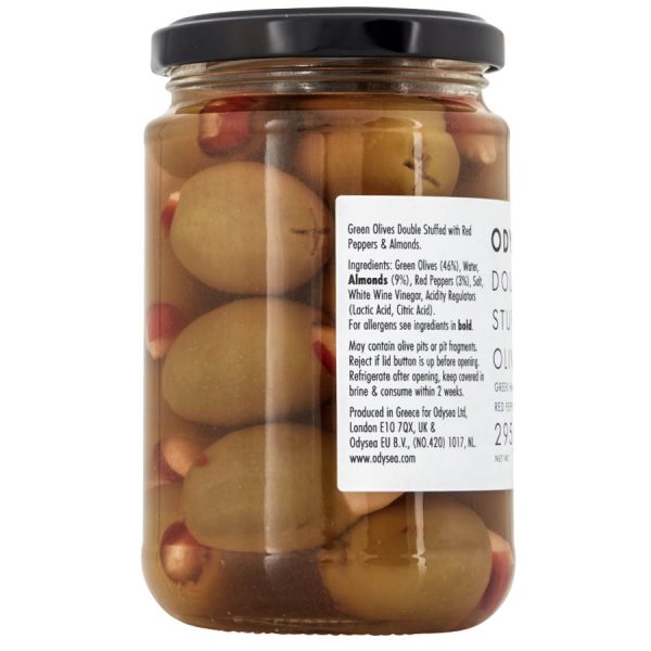 Double stuffed olives left label