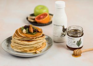 Pancakes with Odysea Goat's Kefir and Pine & Fir tree Honey