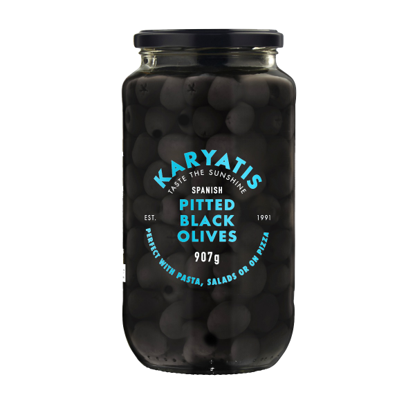Karyatis Spanish Pitted Black Olives 900g