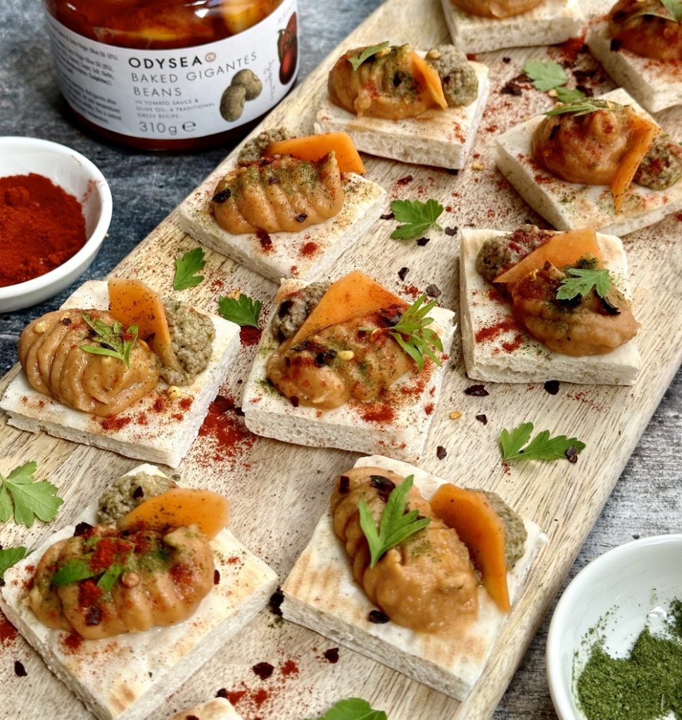 Odysea creamed gigantes beans and olive tapenade canapes recipe