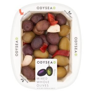 Odysea Chilled Mixed Whole Olives with Red Pepper & Garlic (190g)